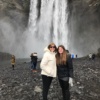 Mom and Allie in Iceland by waterfall